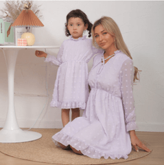 Robe mère fille pour le printemps violet