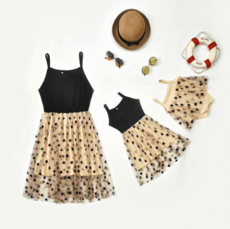 Robe mère fille imprimées étoiles