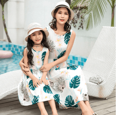 Robe mère fille floral blanche
