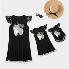 Robe mère fille licorne magique