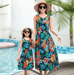 Robe mère fille longue floral