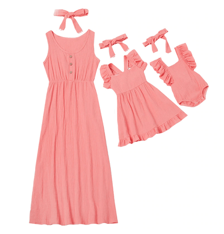 Robe mère fille rose