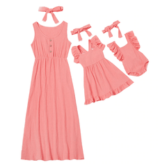 Robe mère fille rose