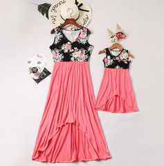 Robe mère fille rose et noire