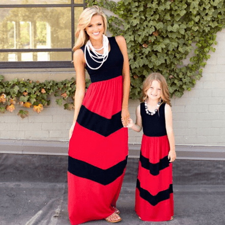 Robe mère fille rouge et noire