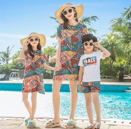 Robe mère fille tropical arc-en-ciel