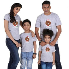 Tee shirt famille assorti joyeux noël gris
