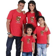 Tee shirt famille assorti joyeux noël rouge