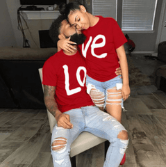 Tee shirt couple Love rouge