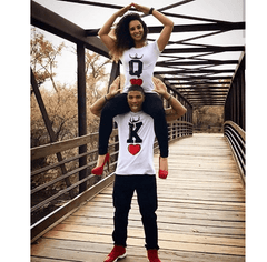 Tee shirt couple assorti roi et reine