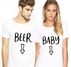 Tee shirt couple bière blanc