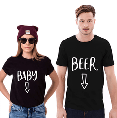Tee shirt couple bière noir