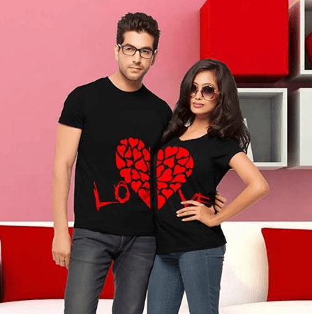 Tee shirt couple cœur brisé