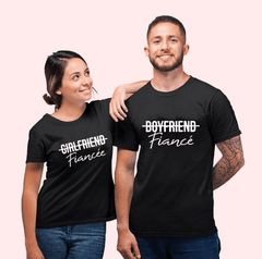 Tee shirt couple jeunes fiancés