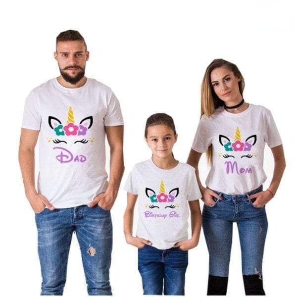 Tee shirt famille assorti licorne anniversaire fille