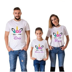 Tee shirt famille assorti licorne anniversaire fille