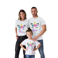 Tee shirt famille assorti licorne anniversaire garçon