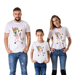 Tee shirt famille assorti licorne dab