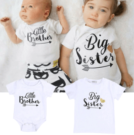 Tee shirt frère et sœur avec flèche