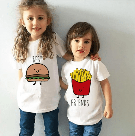 Tee shirt frère et soeur fastfood
