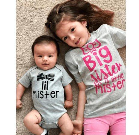 Tee shirt frère et soeur noeud papillon