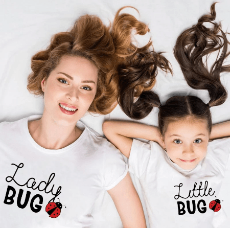 Tee shirt mère fille lady bug blanc