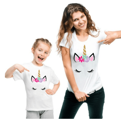 Tee shirt mère fille licorne