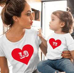 Tee shirt mère fille love blanc