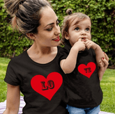 Tee shirt mère fille love noir