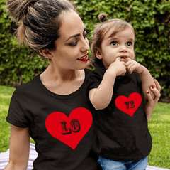 Tee shirt mère fille love noir