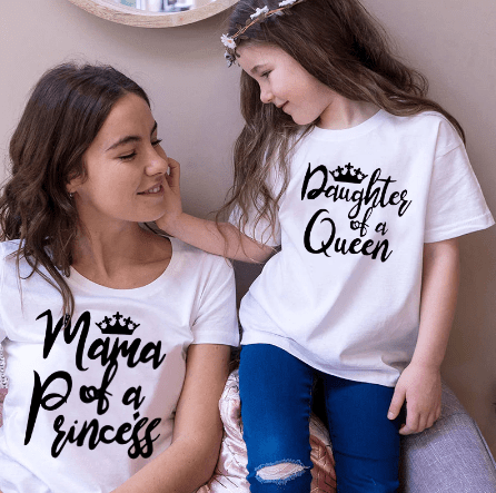 Tee shirt mère fille maman d'une princesse