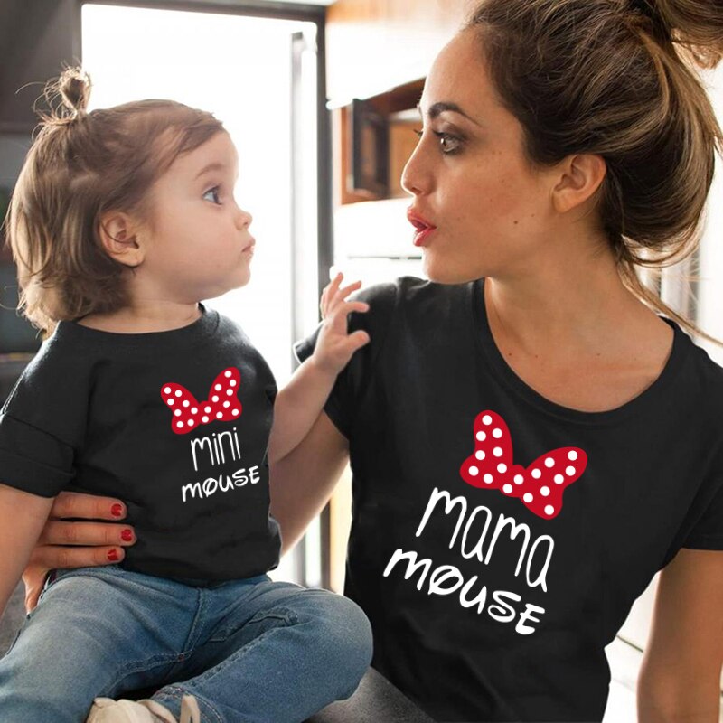 Tee shirt mère fille minnie mouse noir