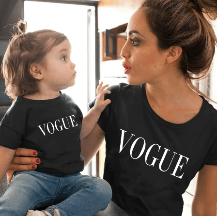 Tee shirt mère fille vogue noir