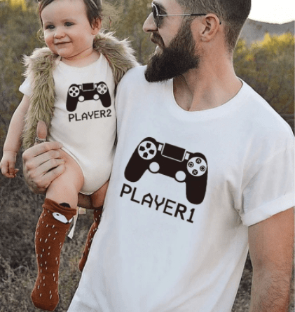 Tee shirt père fille gamer