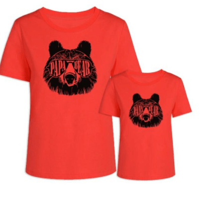 Tee shirt père fils assortie décontracté rouge