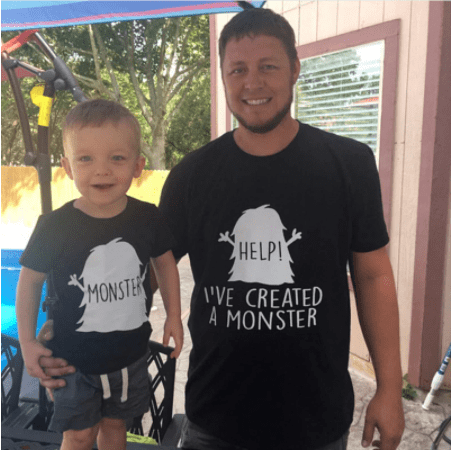 Tee shirt père fils monstre