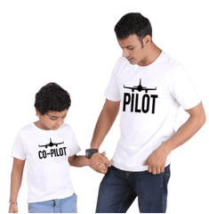 Tee shirt père fils pilote blanc