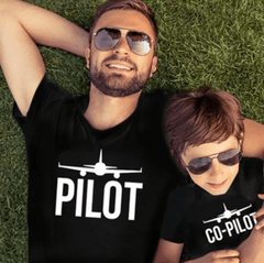 Tee shirt père fils pilote noir
