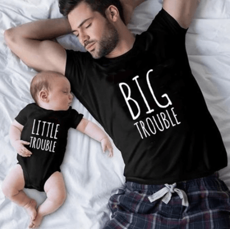 Tee shirt père fils trouble noir
