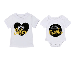 Tee shirt petites soeurs coeur noir