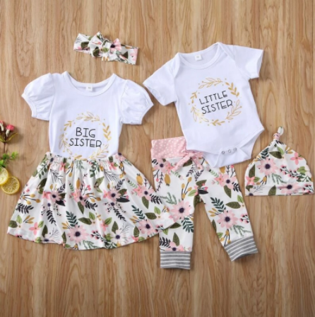 Tee shirt petites sœurs fleur