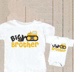 Tee shirt pour petits frères camion jaune