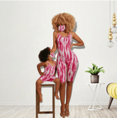 Tenue mère fille à bretelles rouge