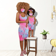 Tenue mère fille colorée rose