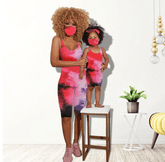 Tenue mère fille colorée rouge