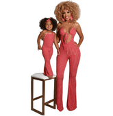 Tenue mère fille rayée rouge