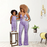 Tenue mère fille zébrée violet