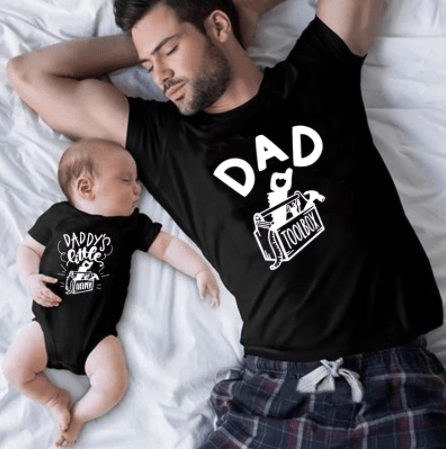 tee shirt père fils imprimé outils