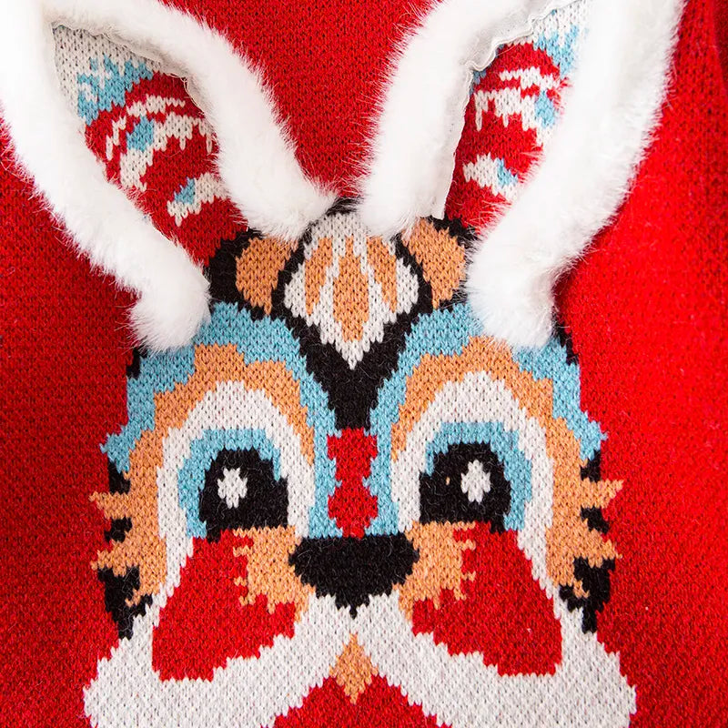 Pull-noël-famille-rouge-tricoté-5