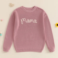 Pull assorti mère-fille en coloris pastel